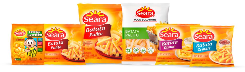 Imagem ilustrativa da linha completa das batatas congeladas da Seara Food Service.