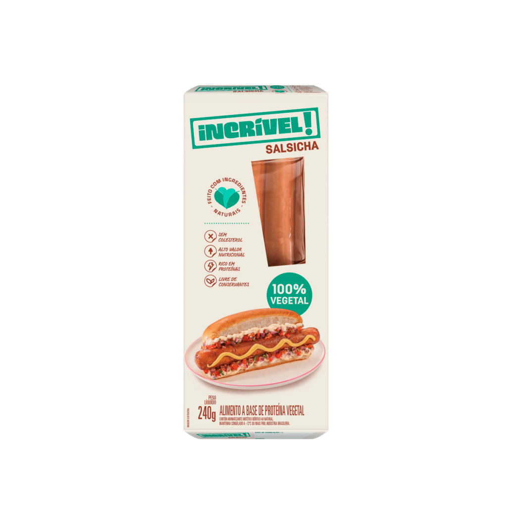 Salsicha 100% Vegetal 240g – Incrível!